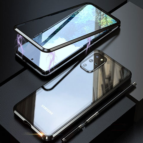 Custodia Lusso Alluminio Laterale Specchio 360 Gradi Cover T01 per Samsung Galaxy S20 Plus Nero