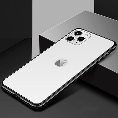 Custodia Lusso Alluminio Laterale Specchio 360 Gradi Cover T02 per Apple iPhone 11 Pro Bianco