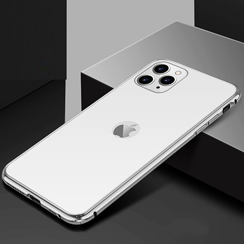 Custodia Lusso Alluminio Laterale Specchio 360 Gradi Cover T02 per Apple iPhone 11 Pro Max Argento