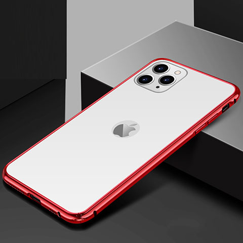 Custodia Lusso Alluminio Laterale Specchio 360 Gradi Cover T02 per Apple iPhone 11 Pro Rosso