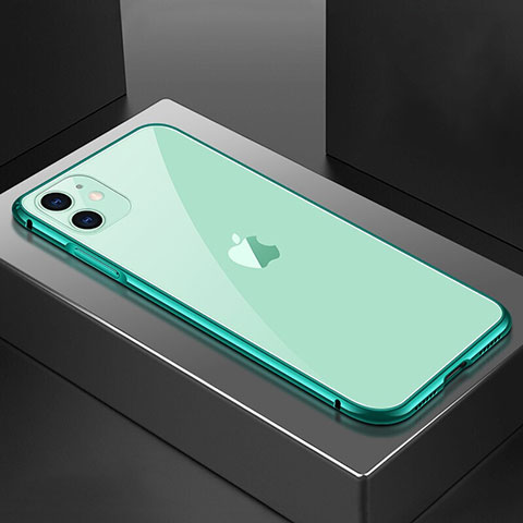 Custodia Lusso Alluminio Laterale Specchio 360 Gradi Cover T02 per Apple iPhone 11 Verde