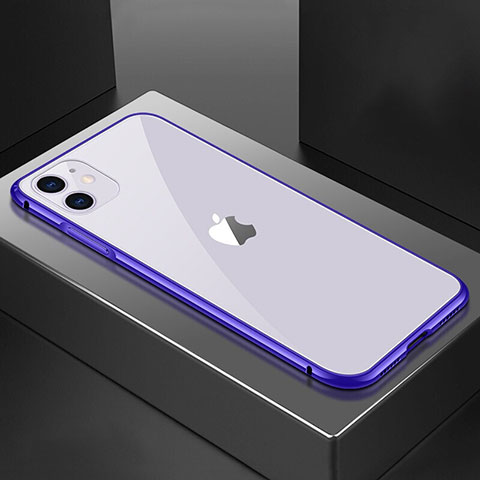 Custodia Lusso Alluminio Laterale Specchio 360 Gradi Cover T02 per Apple iPhone 11 Viola