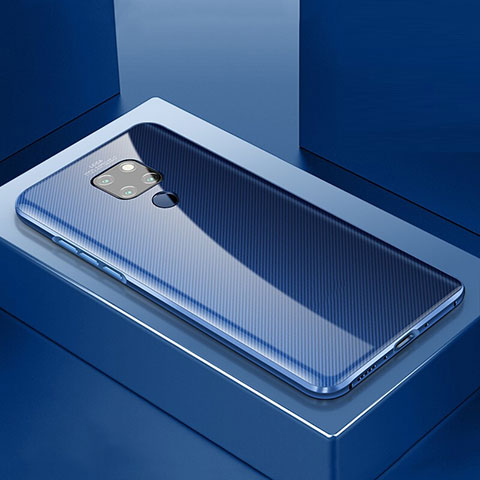 Custodia Lusso Alluminio Laterale Specchio 360 Gradi Cover T02 per Huawei Mate 20 Blu