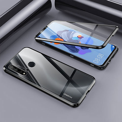 Custodia Lusso Alluminio Laterale Specchio 360 Gradi Cover T02 per Huawei P20 Lite (2019) Nero