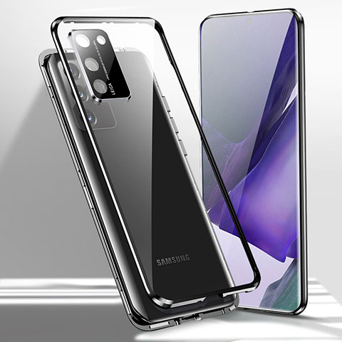 Custodia Lusso Alluminio Laterale Specchio 360 Gradi Cover T02 per Samsung Galaxy Note 20 5G Nero