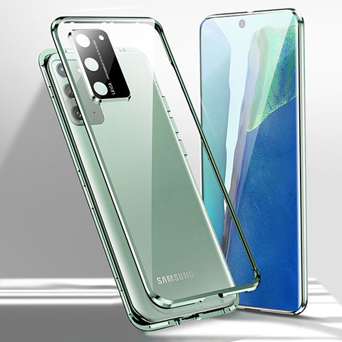 Custodia Lusso Alluminio Laterale Specchio 360 Gradi Cover T02 per Samsung Galaxy Note 20 5G Verde