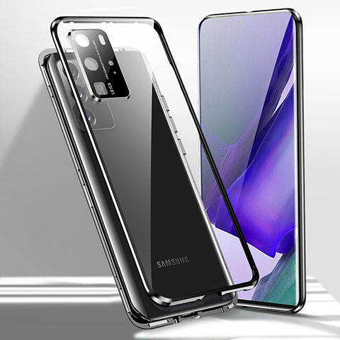 Custodia Lusso Alluminio Laterale Specchio 360 Gradi Cover T02 per Samsung Galaxy Note 20 Ultra 5G Nero