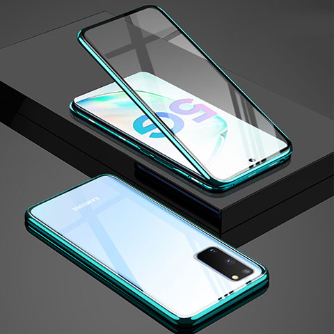 Custodia Lusso Alluminio Laterale Specchio 360 Gradi Cover T02 per Samsung Galaxy S20 5G Verde