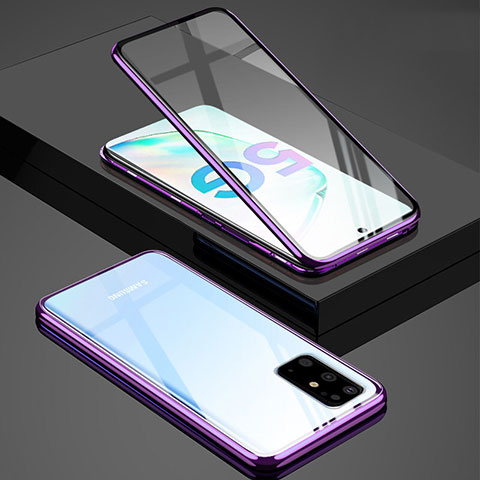 Custodia Lusso Alluminio Laterale Specchio 360 Gradi Cover T02 per Samsung Galaxy S20 Plus 5G Viola