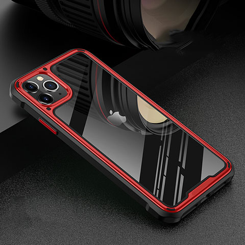 Custodia Lusso Alluminio Laterale Specchio 360 Gradi Cover T03 per Apple iPhone 11 Pro Max Rosso