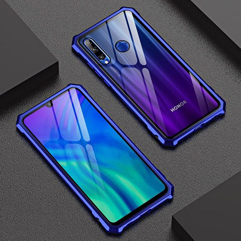 Custodia Lusso Alluminio Laterale Specchio 360 Gradi Cover T03 per Huawei Honor 20 Lite Blu