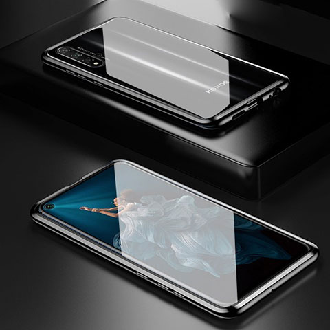 Custodia Lusso Alluminio Laterale Specchio 360 Gradi Cover T03 per Huawei Honor 20 Nero