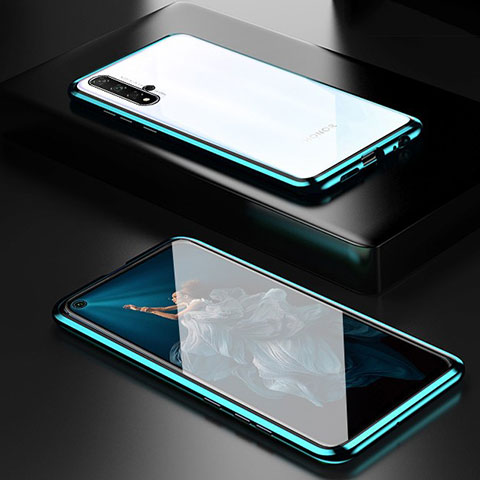 Custodia Lusso Alluminio Laterale Specchio 360 Gradi Cover T03 per Huawei Honor 20 Verde