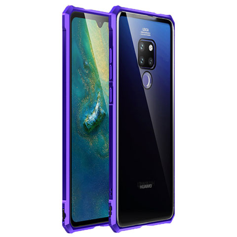 Custodia Lusso Alluminio Laterale Specchio 360 Gradi Cover T03 per Huawei Mate 20 X 5G Viola