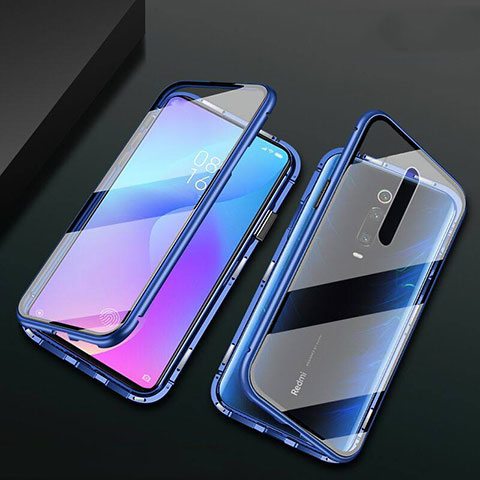 Custodia Lusso Alluminio Laterale Specchio 360 Gradi Cover T03 per Xiaomi Redmi K20 Pro Blu