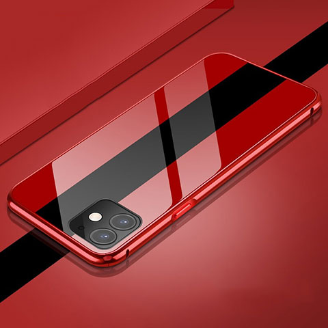 Custodia Lusso Alluminio Laterale Specchio 360 Gradi Cover T04 per Apple iPhone 11 Rosso