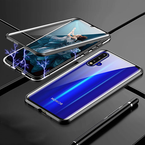 Custodia Lusso Alluminio Laterale Specchio 360 Gradi Cover T04 per Huawei Nova 5 Nero