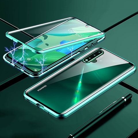 Custodia Lusso Alluminio Laterale Specchio 360 Gradi Cover T04 per Huawei Nova 5 Pro Verde