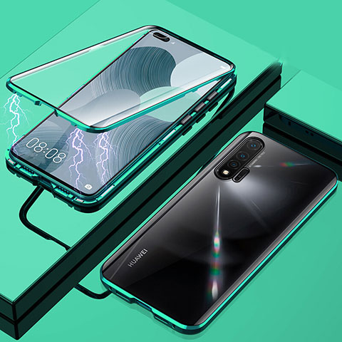 Custodia Lusso Alluminio Laterale Specchio 360 Gradi Cover T04 per Huawei Nova 6 5G Verde