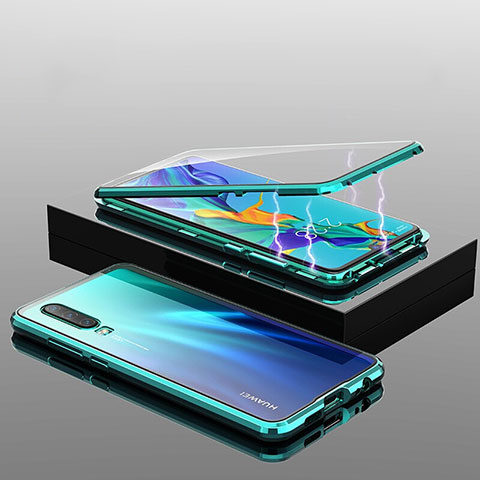 Custodia Lusso Alluminio Laterale Specchio 360 Gradi Cover T04 per Huawei P30 Verde