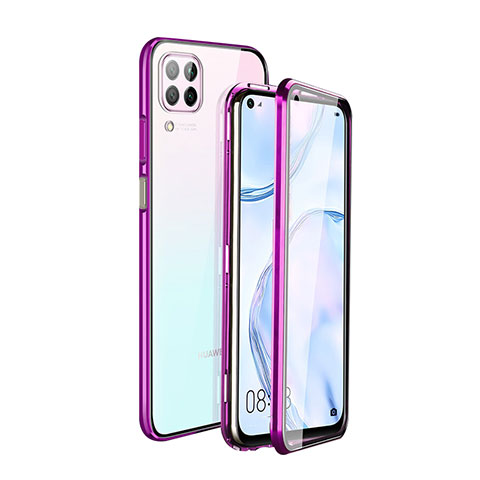 Custodia Lusso Alluminio Laterale Specchio 360 Gradi Cover T04 per Huawei P40 Lite Viola