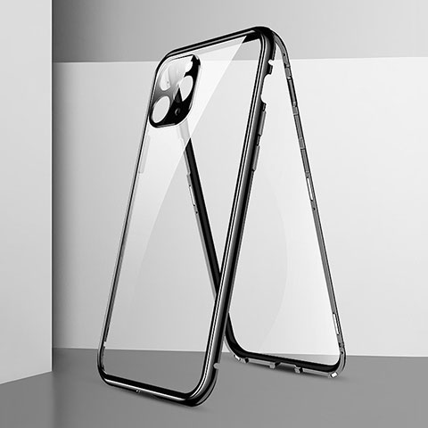 Custodia Lusso Alluminio Laterale Specchio 360 Gradi Cover T05 per Apple iPhone 11 Pro Max Nero