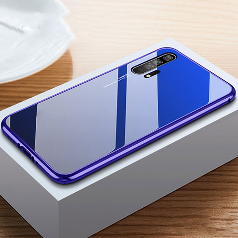 Custodia Lusso Alluminio Laterale Specchio 360 Gradi Cover T05 per Huawei Honor 20 Pro Blu