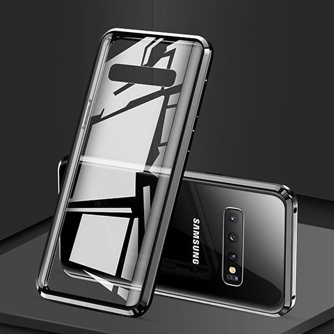 Custodia Lusso Alluminio Laterale Specchio 360 Gradi Cover T05 per Samsung Galaxy S10 Plus Nero