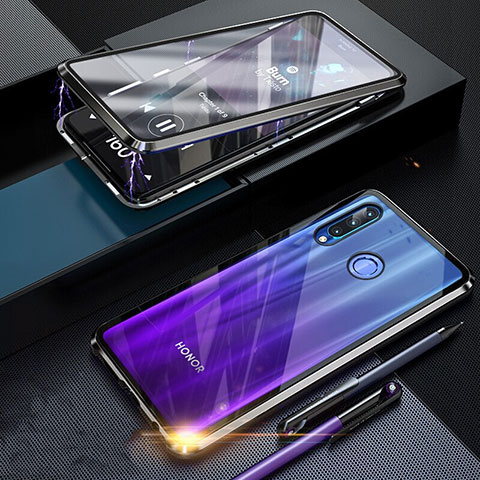 Custodia Lusso Alluminio Laterale Specchio 360 Gradi Cover T06 per Huawei Honor 20 Lite Nero