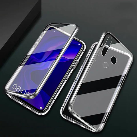 Custodia Lusso Alluminio Laterale Specchio 360 Gradi Cover T06 per Huawei Nova 4e Argento