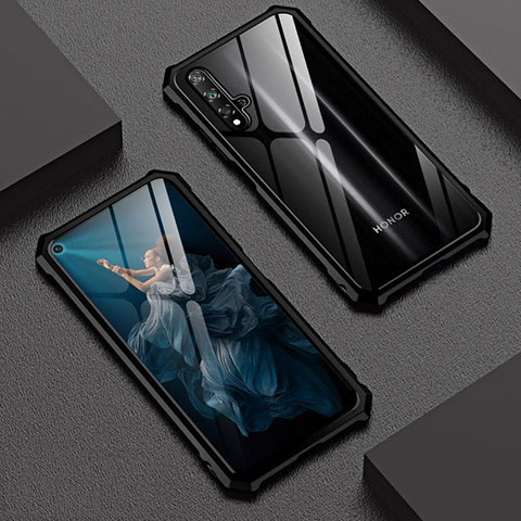 Custodia Lusso Alluminio Laterale Specchio 360 Gradi Cover T06 per Huawei Nova 5T Nero