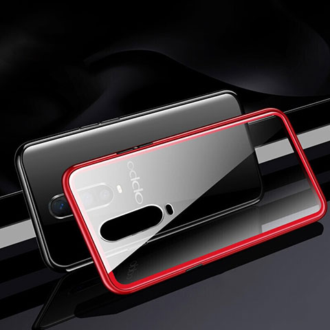 Custodia Lusso Alluminio Laterale Specchio 360 Gradi Cover T06 per Oppo R17 Pro Rosso