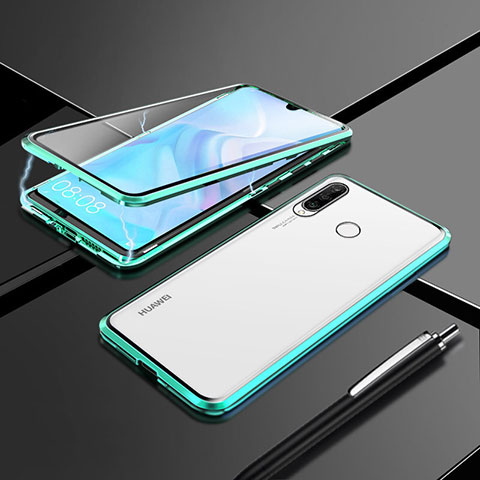 Custodia Lusso Alluminio Laterale Specchio 360 Gradi Cover T07 per Huawei Nova 4e Verde