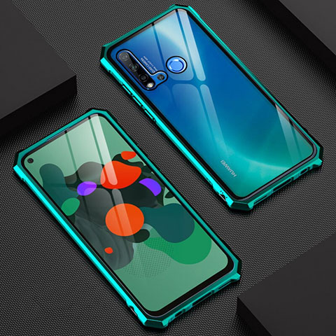 Custodia Lusso Alluminio Laterale Specchio 360 Gradi Cover T07 per Huawei Nova 5i Verde