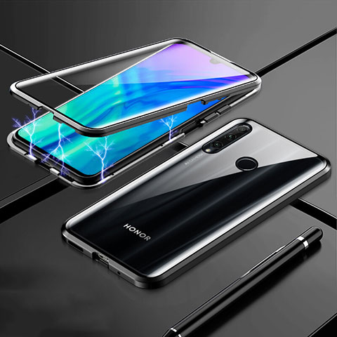 Custodia Lusso Alluminio Laterale Specchio 360 Gradi Cover T07 per Huawei P Smart+ Plus (2019) Nero