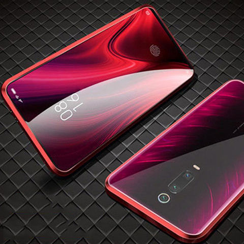 Custodia Lusso Alluminio Laterale Specchio 360 Gradi Cover T07 per Xiaomi Redmi K20 Pro Rosso