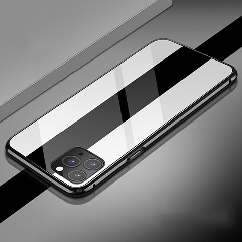 Custodia Lusso Alluminio Laterale Specchio 360 Gradi Cover T08 per Apple iPhone 11 Pro Bianco