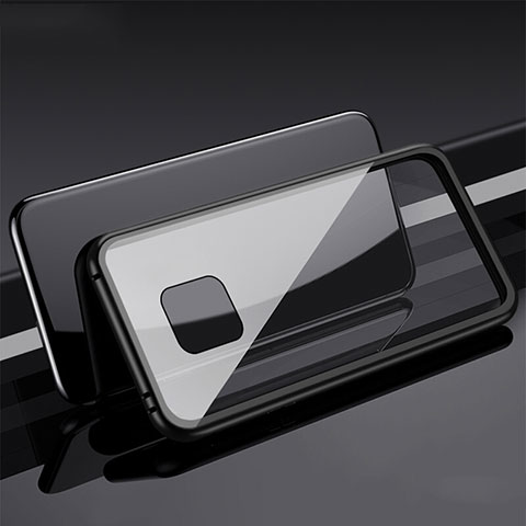 Custodia Lusso Alluminio Laterale Specchio 360 Gradi Cover T08 per Huawei Mate 20 Pro Nero