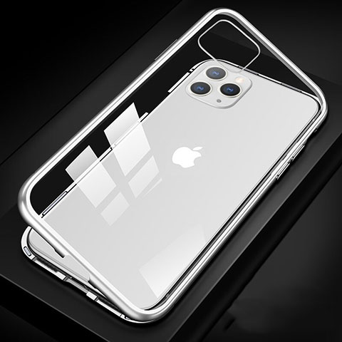 Custodia Lusso Alluminio Laterale Specchio 360 Gradi Cover T09 per Apple iPhone 11 Pro Max Bianco