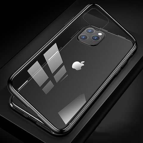 Custodia Lusso Alluminio Laterale Specchio 360 Gradi Cover T09 per Apple iPhone 11 Pro Max Nero