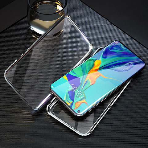 Custodia Lusso Alluminio Laterale Specchio 360 Gradi Cover T09 per Huawei Honor 20 Argento