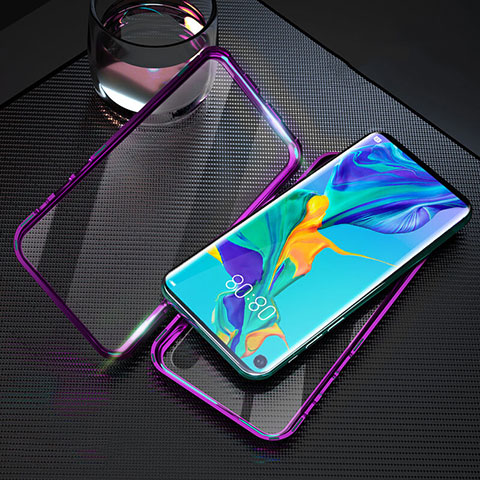 Custodia Lusso Alluminio Laterale Specchio 360 Gradi Cover T09 per Huawei Honor 20 Viola