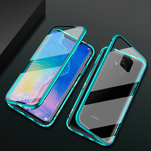 Custodia Lusso Alluminio Laterale Specchio 360 Gradi Cover T09 per Huawei Mate 20 Pro Verde