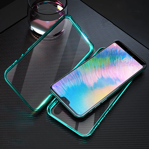 Custodia Lusso Alluminio Laterale Specchio 360 Gradi Cover T09 per Huawei Nova 5T Verde