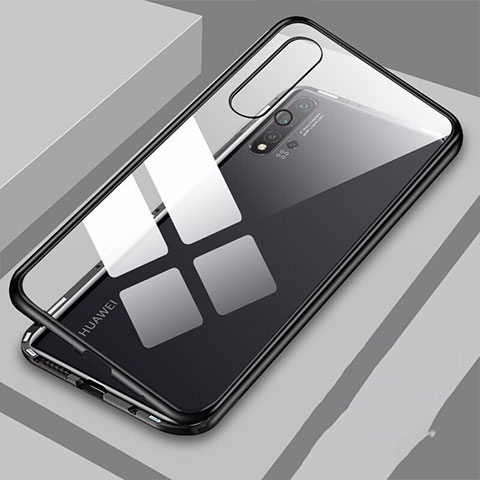 Custodia Lusso Alluminio Laterale Specchio 360 Gradi Cover T10 per Huawei Nova 5 Pro Nero