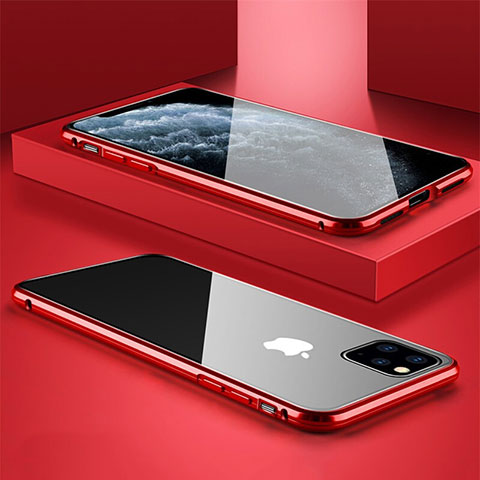 Custodia Lusso Alluminio Laterale Specchio 360 Gradi Cover T11 per Apple iPhone 11 Pro Max Rosso