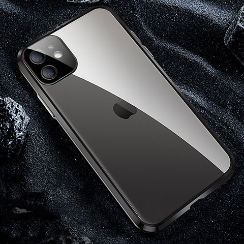 Custodia Lusso Alluminio Laterale Specchio 360 Gradi Cover T12 per Apple iPhone 11 Pro Max Nero