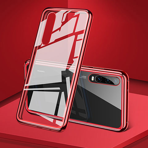 Custodia Lusso Alluminio Laterale Specchio 360 Gradi Cover T12 per Huawei P30 Rosso