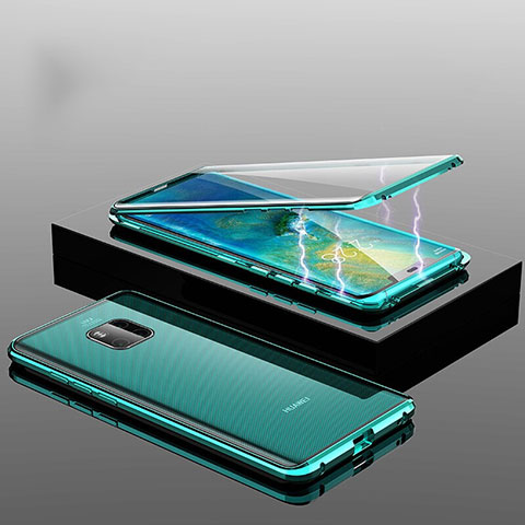 Custodia Lusso Alluminio Laterale Specchio 360 Gradi Cover T14 per Huawei Mate 20 Pro Verde