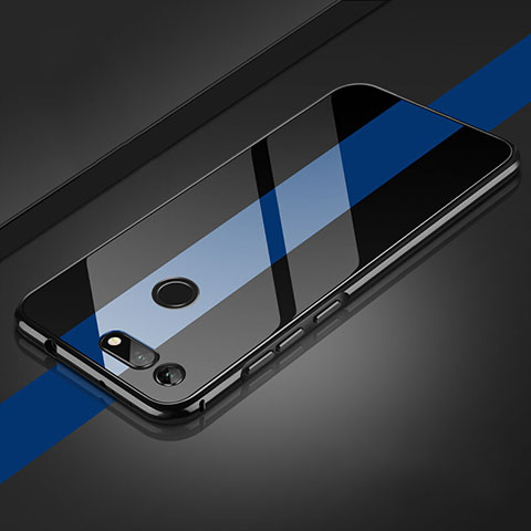 Custodia Lusso Alluminio Laterale Specchio 360 Gradi Cover Z02 per Huawei Honor View 20 Blu